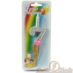 Свеча тортовая цифра с сердечками "7"