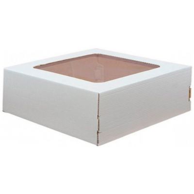 Коробка для торта с окошком, 23*23*7 Белая, Гофрокартон