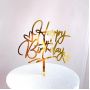 Топпер "Happy Birthday" золотой с сердечками