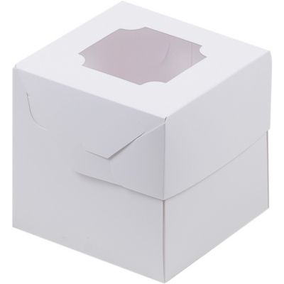 Коробка для 1 капкейка с окошком 10*10*10 см Белый