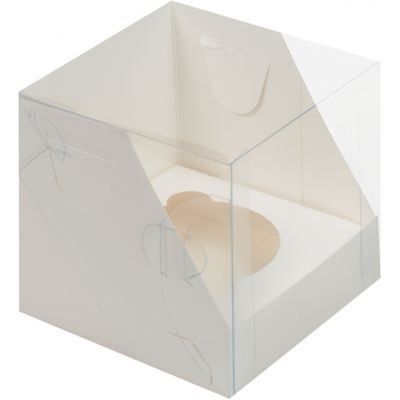 Коробка для 1 капкейка с пластиковой крышкой 10*10*10 см Белый