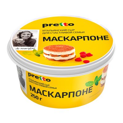 Сыр мягкий Маскарпоне Pretto 80%, 250г