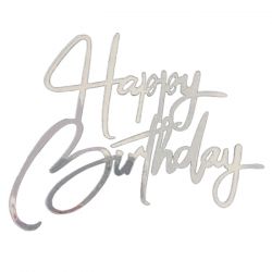 Топпер торцевой «Happy Birthday 3», серебро