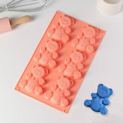 Форма для выпечки 6 ячеек "Животные.Мишка" 28,5х17х2 см (8,5х6 см) цвет МИКС 549328