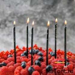 Свечи в торт "Ройс", 6 шт, высокие, 13 см, черное золото