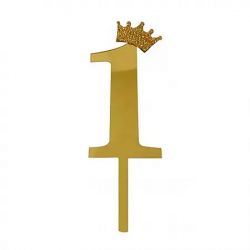 Топпер акриловый "Цифра 1" 6.2см золотой
