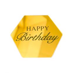 Топпер торцевой «Happy Birthday 15» 5*5 см, Золото