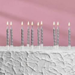 Свечи в торт "Спираль", 10 шт, средние, 7 см, металлик