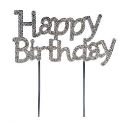 Топпер надпись «Happy Birthday», стразы