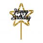 Топпер звезда «Happy Birthday» черно-золотой