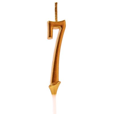 Свеча для торта "Мини", цифра "7", золото, 4,5см