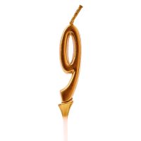 Свеча для торта "Мини", цифра "9", золото, 4,5см